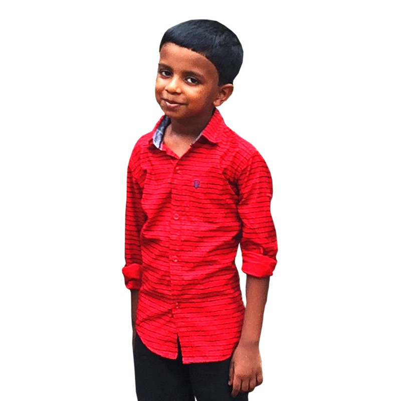 Baby Boys Slim Fit Horizontal Line Shirt