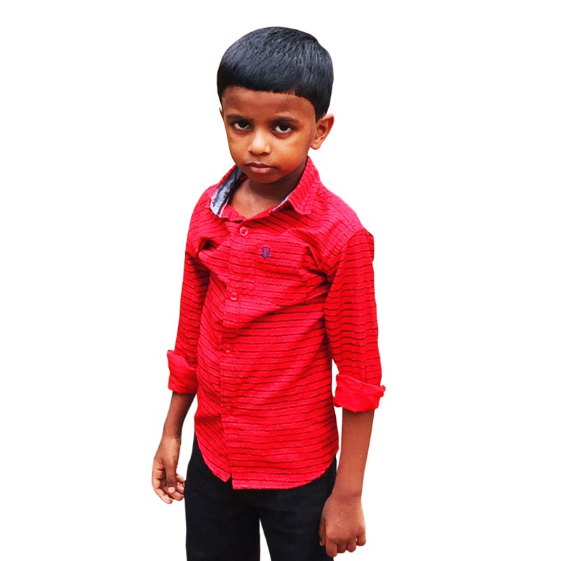 Baby Boys Slim Fit Horizontal Line Shirt