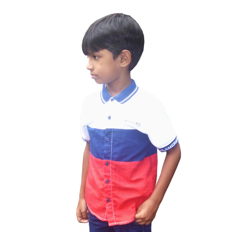 Boys Regular Fit Color Block Casual Shirt